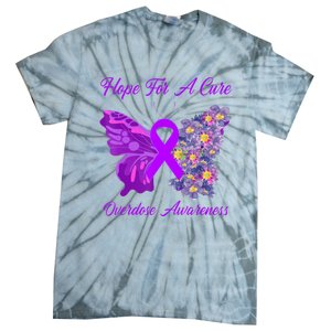 Butterfly Hope For A Cure Ribbon Opioid Overdose Awareness Tie-Dye T-Shirt