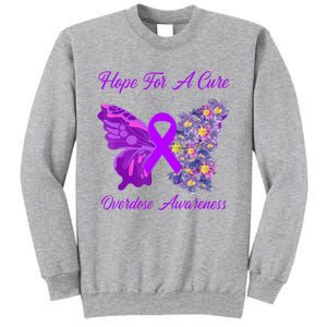 Butterfly Hope For A Cure Ribbon Opioid Overdose Awareness Tall Sweatshirt