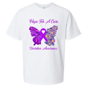 Butterfly Hope For A Cure Ribbon Opioid Overdose Awareness Sueded Cloud Jersey T-Shirt