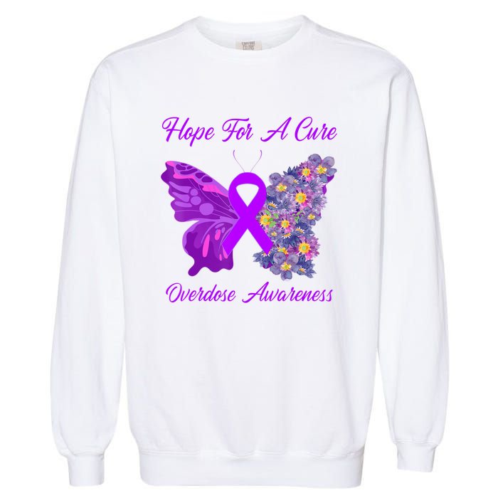 Butterfly Hope For A Cure Ribbon Opioid Overdose Awareness Garment-Dyed Sweatshirt