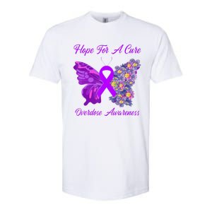 Butterfly Hope For A Cure Ribbon Opioid Overdose Awareness Softstyle CVC T-Shirt