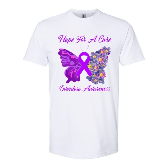 Butterfly Hope For A Cure Ribbon Opioid Overdose Awareness Softstyle CVC T-Shirt