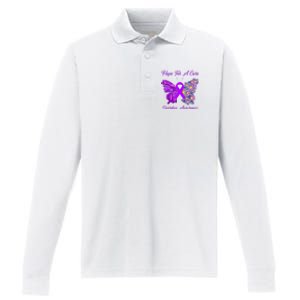 Butterfly Hope For A Cure Ribbon Opioid Overdose Awareness Performance Long Sleeve Polo