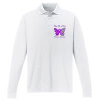 Butterfly Hope For A Cure Ribbon Opioid Overdose Awareness Performance Long Sleeve Polo