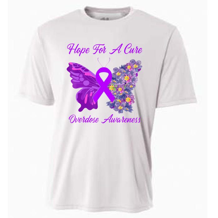 Butterfly Hope For A Cure Ribbon Opioid Overdose Awareness Cooling Performance Crew T-Shirt