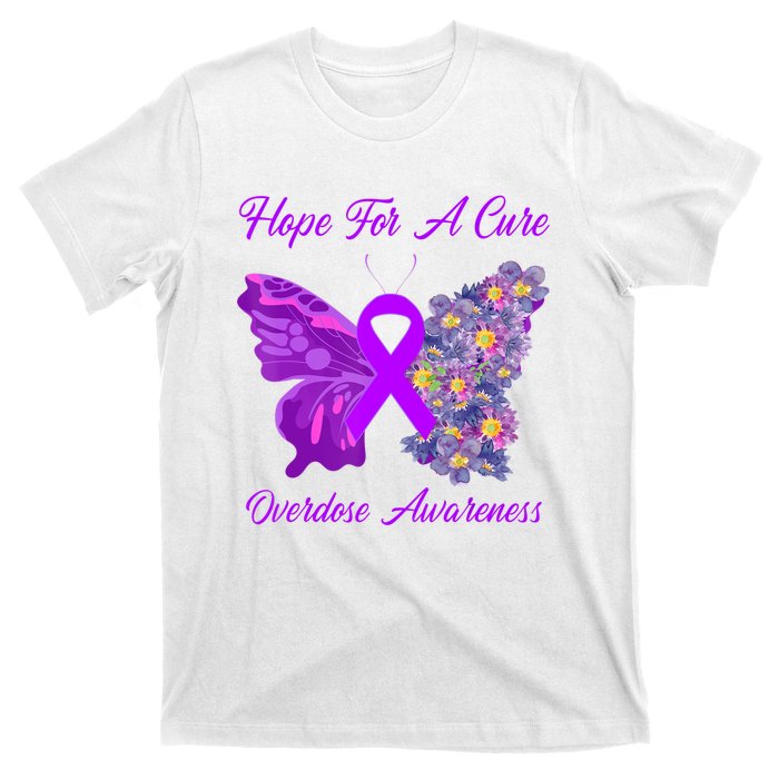 Butterfly Hope For A Cure Ribbon Opioid Overdose Awareness T-Shirt