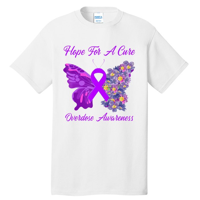 Butterfly Hope For A Cure Ribbon Opioid Overdose Awareness Tall T-Shirt