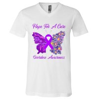 Butterfly Hope For A Cure Ribbon Opioid Overdose Awareness V-Neck T-Shirt