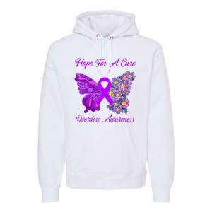 Butterfly Hope For A Cure Ribbon Opioid Overdose Awareness Premium Hoodie