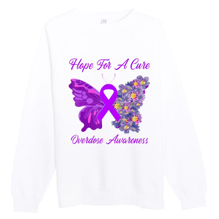 Butterfly Hope For A Cure Ribbon Opioid Overdose Awareness Premium Crewneck Sweatshirt