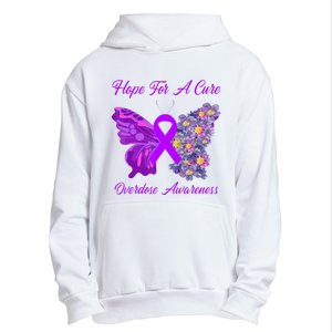 Butterfly Hope For A Cure Ribbon Opioid Overdose Awareness Urban Pullover Hoodie