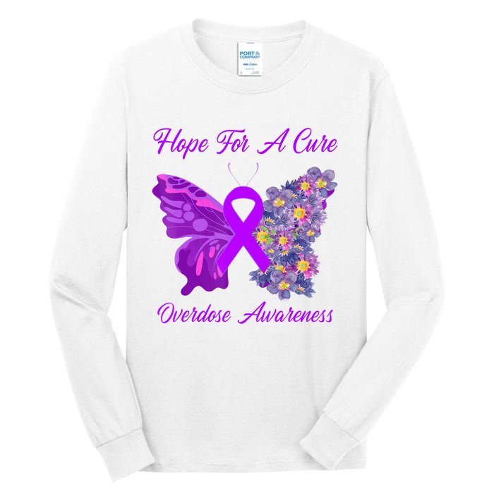 Butterfly Hope For A Cure Ribbon Opioid Overdose Awareness Tall Long Sleeve T-Shirt