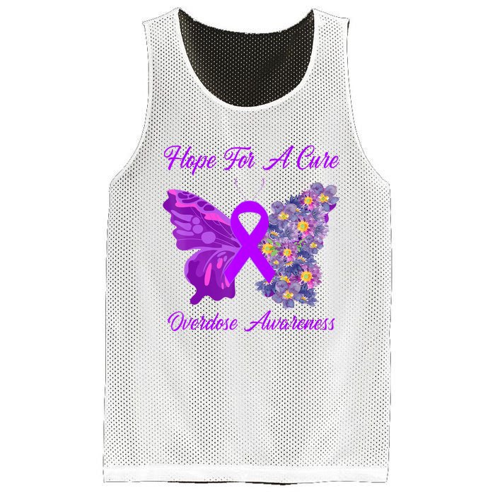 Butterfly Hope For A Cure Ribbon Opioid Overdose Awareness Mesh Reversible Basketball Jersey Tank