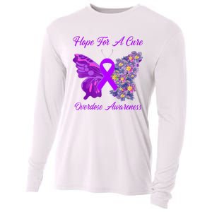 Butterfly Hope For A Cure Ribbon Opioid Overdose Awareness Cooling Performance Long Sleeve Crew