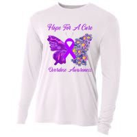 Butterfly Hope For A Cure Ribbon Opioid Overdose Awareness Cooling Performance Long Sleeve Crew