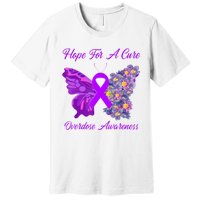 Butterfly Hope For A Cure Ribbon Opioid Overdose Awareness Premium T-Shirt