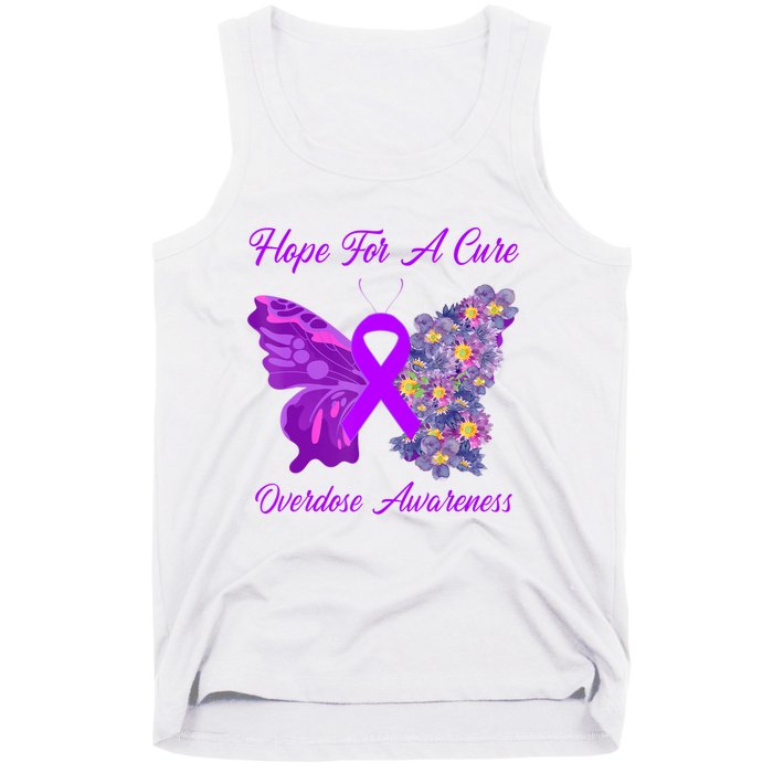 Butterfly Hope For A Cure Ribbon Opioid Overdose Awareness Tank Top