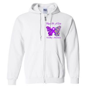 Butterfly Hope For A Cure Ribbon Opioid Overdose Awareness Full Zip Hoodie