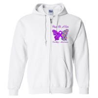 Butterfly Hope For A Cure Ribbon Opioid Overdose Awareness Full Zip Hoodie