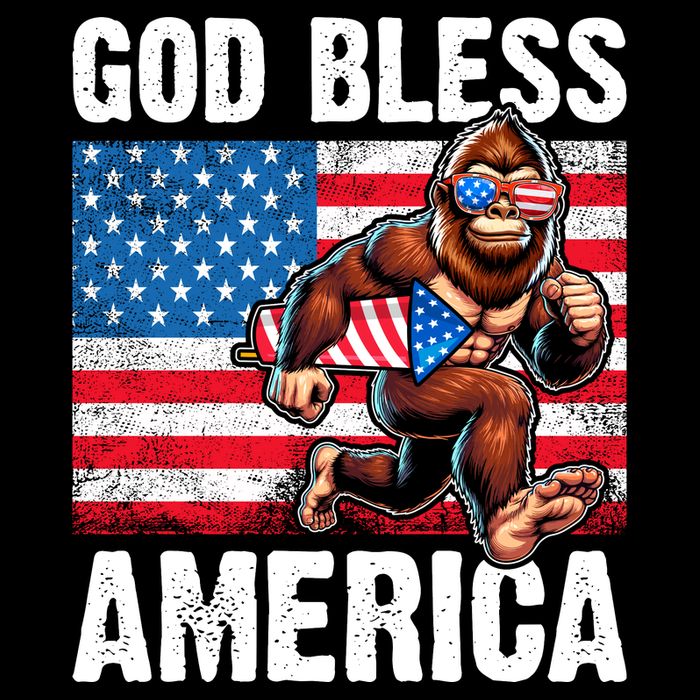 Bigfoot Holding Firework God Bless America Backpack