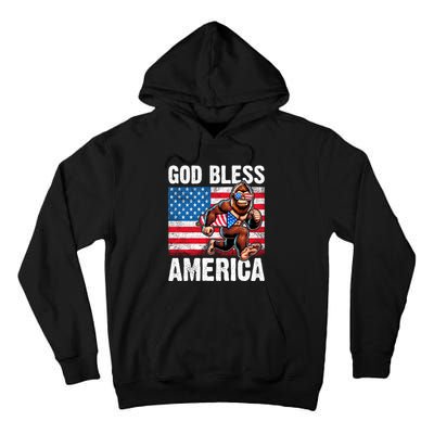 Bigfoot Holding Firework God Bless America Tall Hoodie