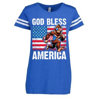 Bigfoot Holding Firework God Bless America Enza Ladies Jersey Football T-Shirt