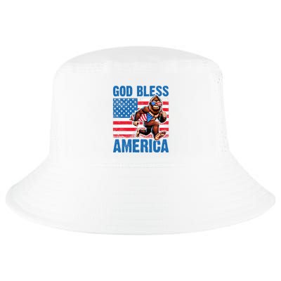 Bigfoot Holding Firework God Bless America Cool Comfort Performance Bucket Hat