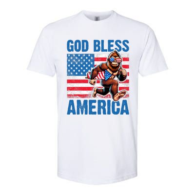 Bigfoot Holding Firework God Bless America Softstyle® CVC T-Shirt