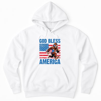 Bigfoot Holding Firework God Bless America Hoodie