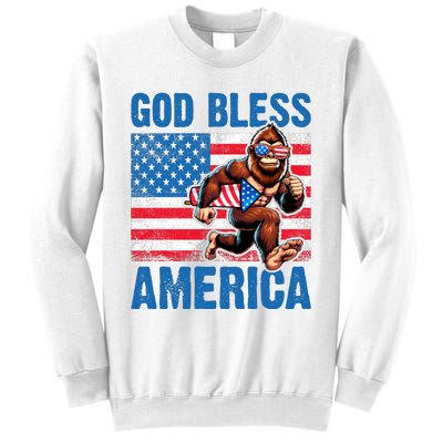 Bigfoot Holding Firework God Bless America Sweatshirt