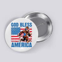 Bigfoot Holding Firework God Bless America Button