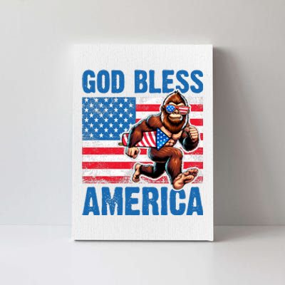 Bigfoot Holding Firework God Bless America Canvas