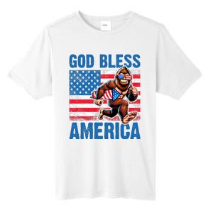 Bigfoot Holding Firework God Bless America Tall Fusion ChromaSoft Performance T-Shirt