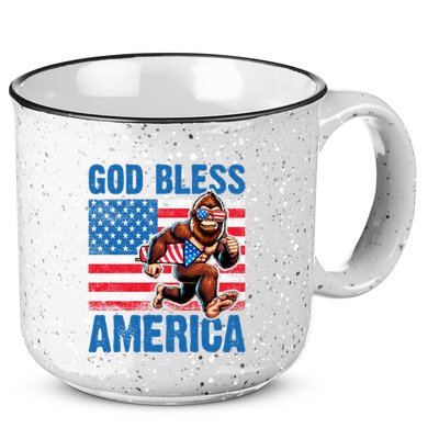 Bigfoot Holding Firework God Bless America 15oz Campfire Ceramic Mug