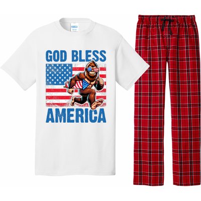 Bigfoot Holding Firework God Bless America Pajama Set