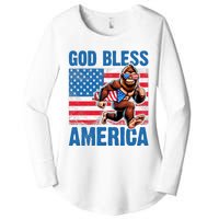 Bigfoot Holding Firework God Bless America Women's Perfect Tri Tunic Long Sleeve Shirt