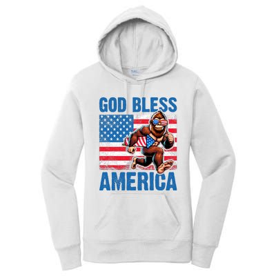 Bigfoot Holding Firework God Bless America Women's Pullover Hoodie