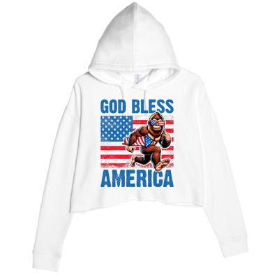 Bigfoot Holding Firework God Bless America Crop Fleece Hoodie