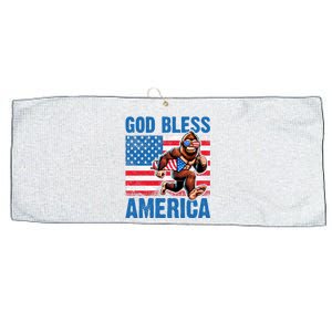 Bigfoot Holding Firework God Bless America Large Microfiber Waffle Golf Towel