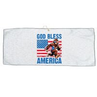 Bigfoot Holding Firework God Bless America Large Microfiber Waffle Golf Towel