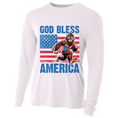 Bigfoot Holding Firework God Bless America Cooling Performance Long Sleeve Crew