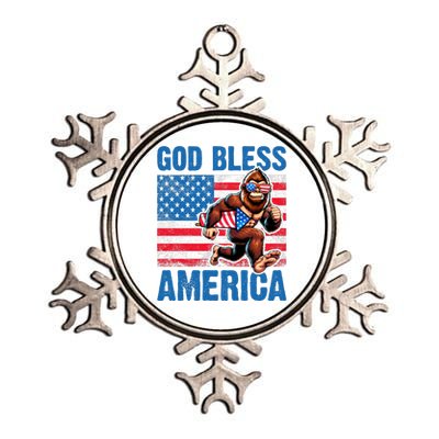 Bigfoot Holding Firework God Bless America Metallic Star Ornament