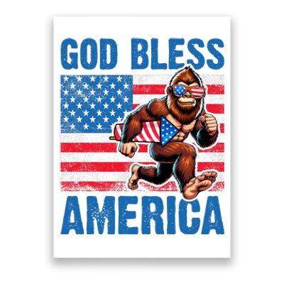 Bigfoot Holding Firework God Bless America Poster