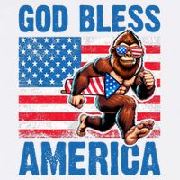 Bigfoot Holding Firework God Bless America Trucker Hat