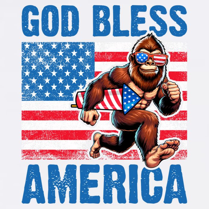 Bigfoot Holding Firework God Bless America Trucker Hat