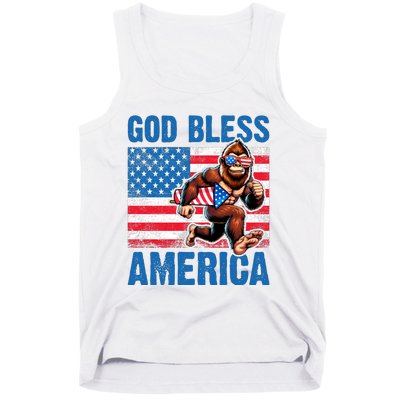 Bigfoot Holding Firework God Bless America Tank Top