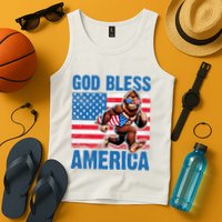 Bigfoot Holding Firework God Bless America Tank Top