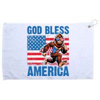 Bigfoot Holding Firework God Bless America Grommeted Golf Towel