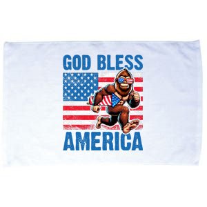 Bigfoot Holding Firework God Bless America Microfiber Hand Towel