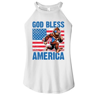 Bigfoot Holding Firework God Bless America Women's Perfect Tri Rocker Tank